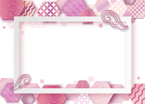 纸艺术粉框与日本波浪图案，小册子，名片模板或背景时尚东方几何风格，日本东方装饰，时尚矢量时尚邀请，礼品卡图片下载