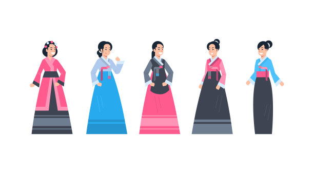 韩国传统服饰套装的妇女穿着古代韩国服装孤立的亚洲服装概念图片下载