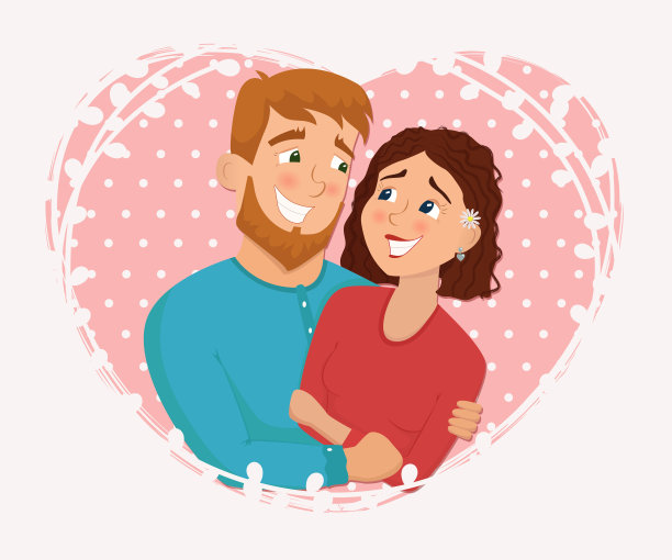 男人和女人在恋爱。情人节卡通插图。图片下载