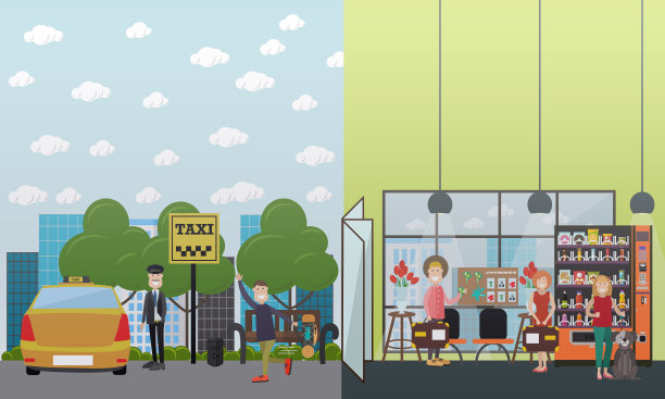 游客矢量插图在平面风格图片下载