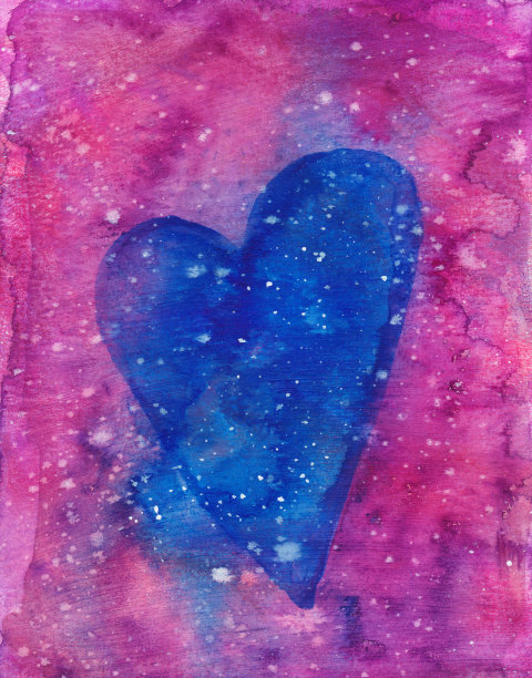 霓虹粉背景与肮脏的蓝色心型图片下载