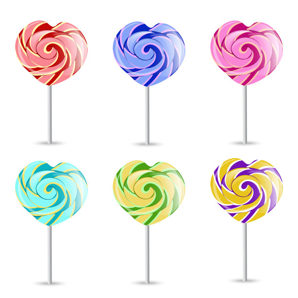 彩色棒棒糖上的白色。向量EPS-10图片下载