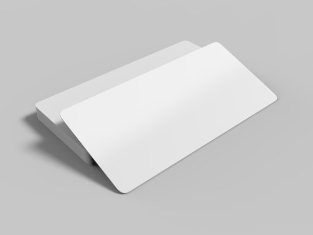 模拟模板空白，空白，圆角礼品券卡束在灰色的背景。用于平面设计或演示，3D渲染插图。图片下载