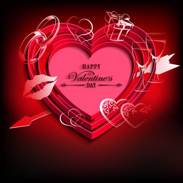 用心形、婚戒、眼镜的剪影设计图片下载