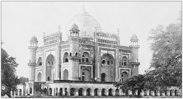 世界著名景点古董照片：印度德里萨夫达君陵墓图片下载