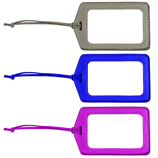 皮革行李牌孤立在白色背景上。图片下载