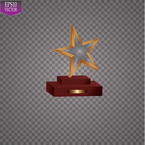 玻璃奖杯牌匾雕刻水晶奖真实的矢量插图上透明的背景图片下载