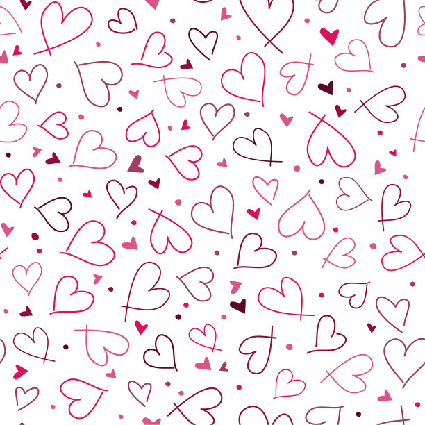 可爱的小心形和小圆点无缝图案。抽象浪漫矢量设计爱情节日情人节，母亲节，婚礼请柬，墙纸，包装纸，剪贴簿。图片下载