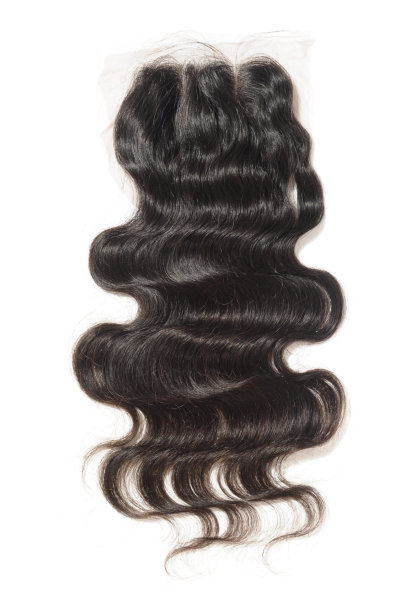 身体波浪黑色三部分人的头发编织延伸花边关闭图片下载