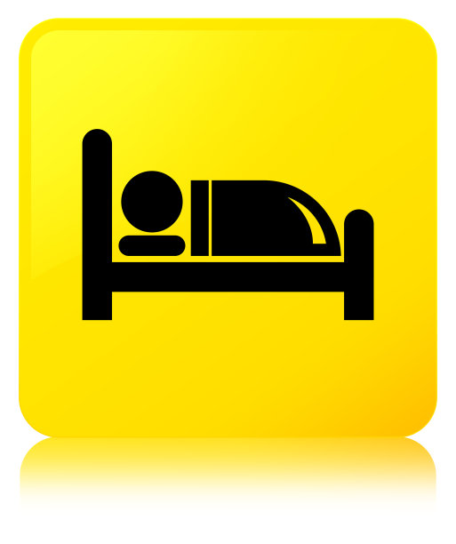 酒店床图标黄色方形按钮图片下载