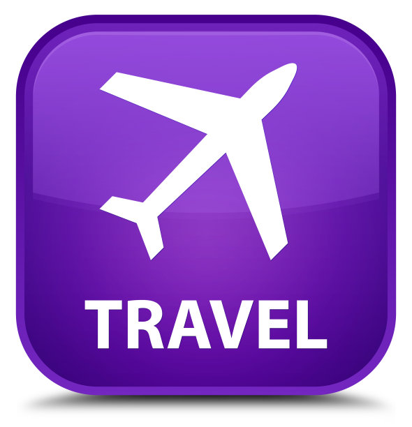 旅行(飞机图标)专用紫色方块按钮图片下载
