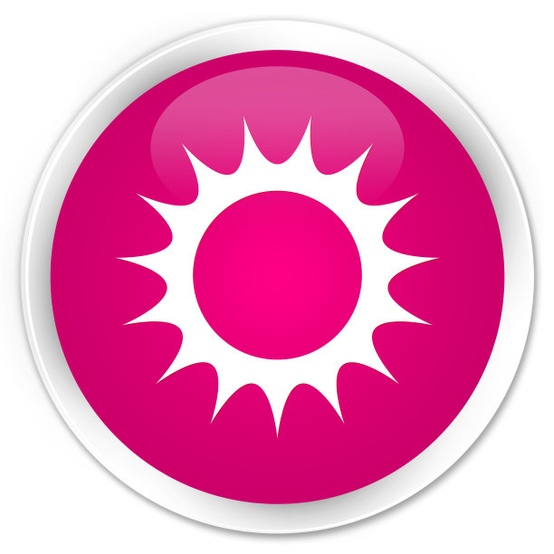 太阳图标溢价粉红色圆形按钮图片下载