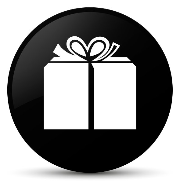 礼盒图标黑色圆形按钮图片下载