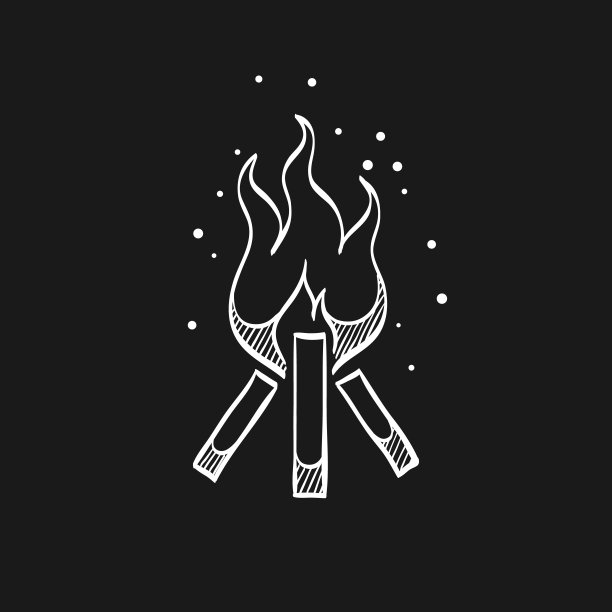 黑色篝火素描图标图片下载