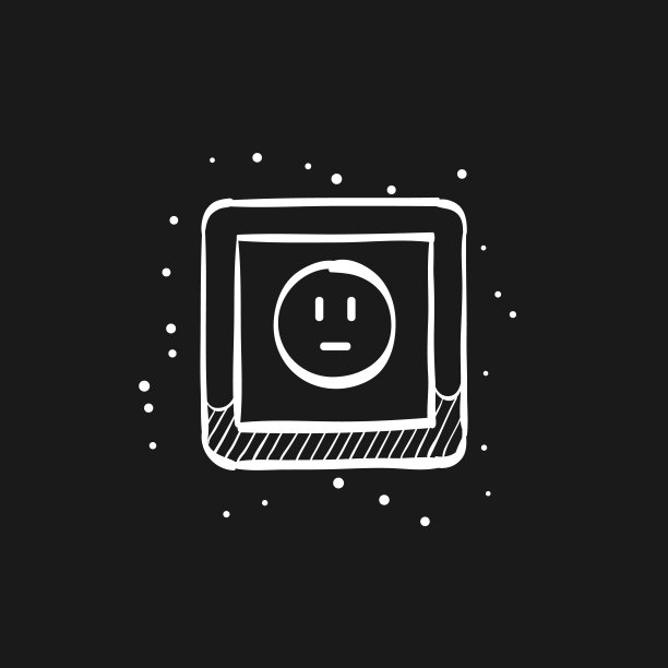 黑色速写图标——保护型电源插座图片下载