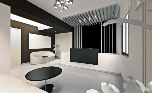 办公室大堂入口的3d渲染图片下载