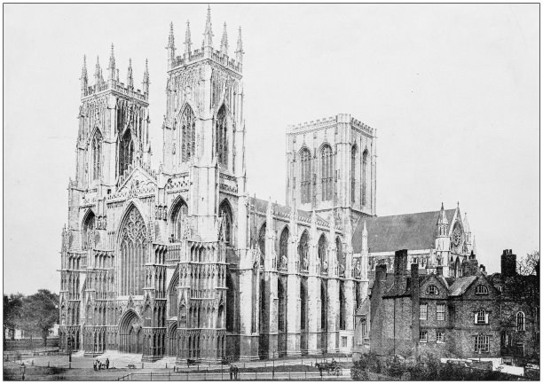 世界著名景点的古老照片:约克明斯特，约克，英国图片下载