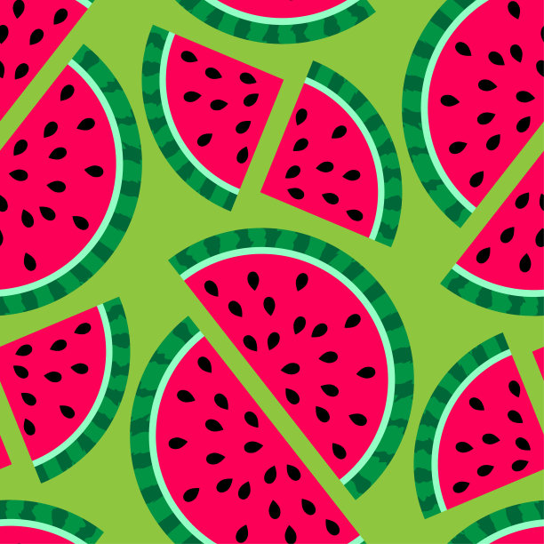 五颜六色的水果背景。重复的西瓜。无缝的矢量模式。图片下载