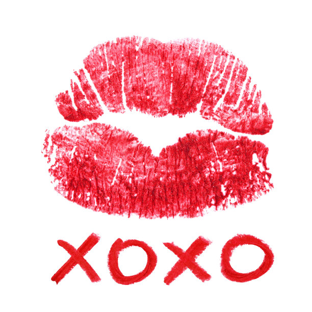 唇吻与XOXO信息白色图片下载