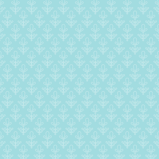 手绘花卉轮廓在淡绿松石和薄荷颜色的背景。图片下载