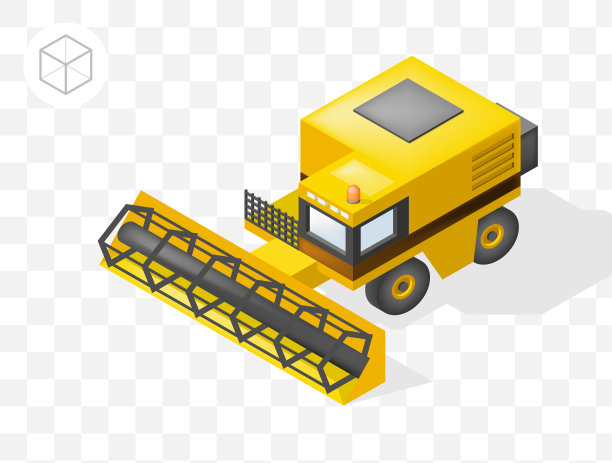 孤立的等距最小城市元素集。透明背景上的阴影收割器图片下载