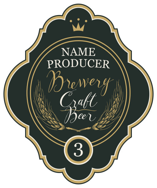 啤酒标签与小麦穗和文字图片下载