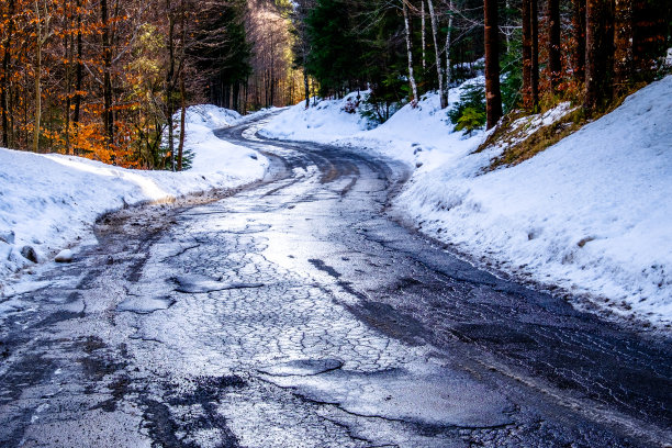 冬天的老乡村路图片下载