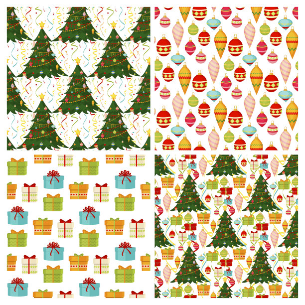圣诞无缝图案圣诞快乐和新年快乐冬季假期背景装饰纸矢量插图。图片下载