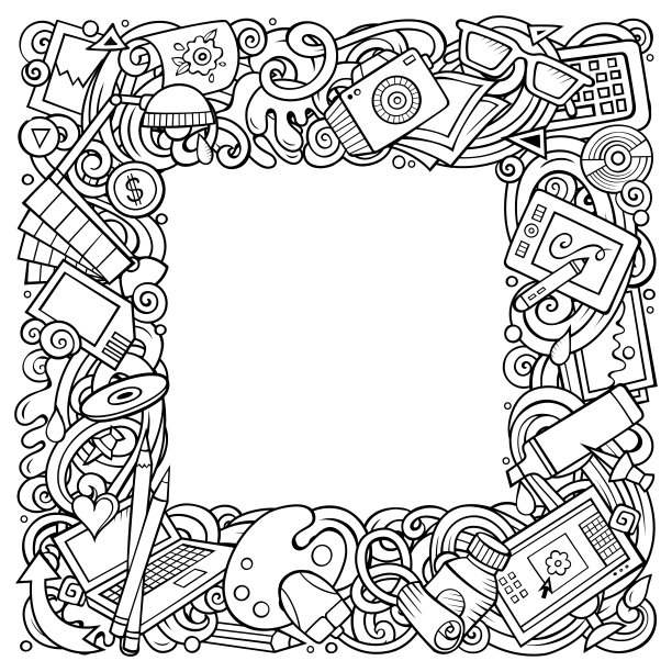 卡通矢量涂鸦设计师的框架图片下载