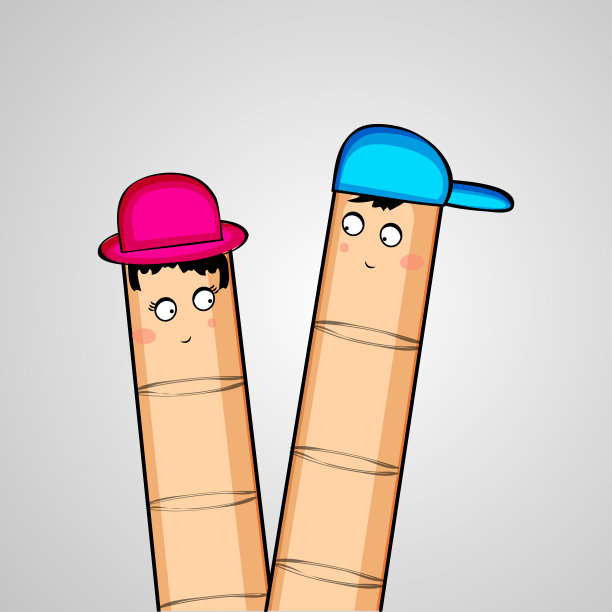 情人节可爱的手指与脸的插图图片下载