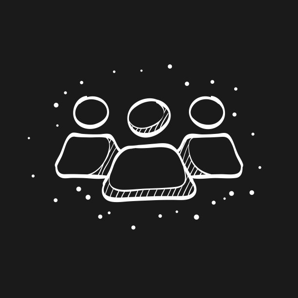 草图图标在黑色-团队合作图片下载