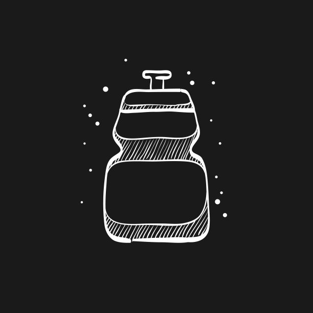 素描图标在黑色-循环水瓶图片下载