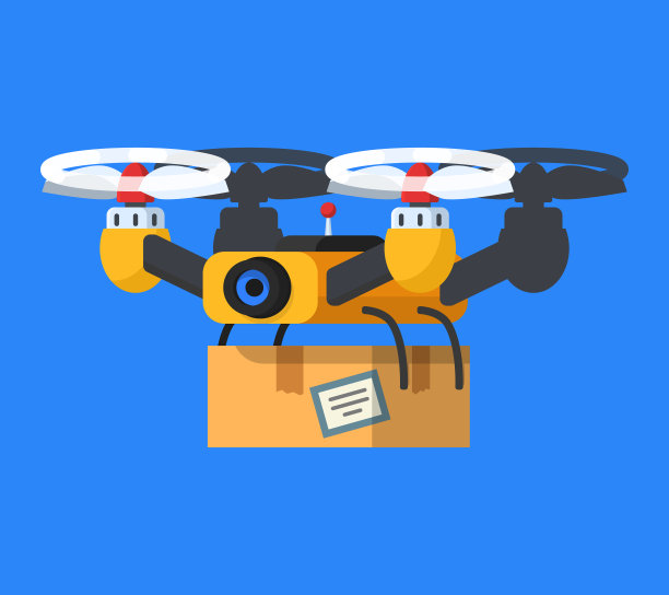矢量插图与无人机四旋翼机。卡通平的风格。元素为插图，信息图，标志和横幅图片下载
