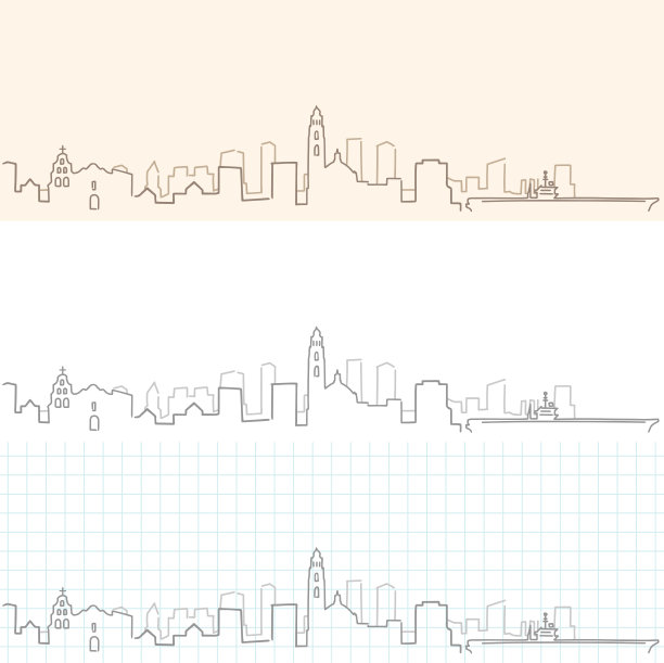 圣地亚哥手绘天际线图片下载