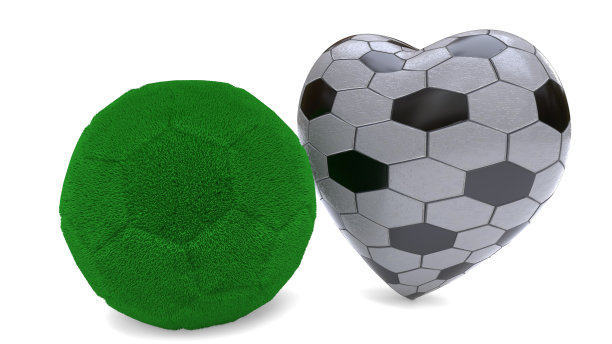 足球和草的爱的概念，3d渲染图片下载