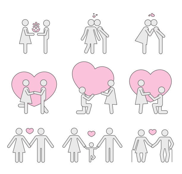 象形文字代表相爱的情侣。图片下载