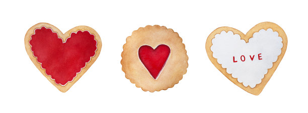 一套不同的情人节饼干。图片下载