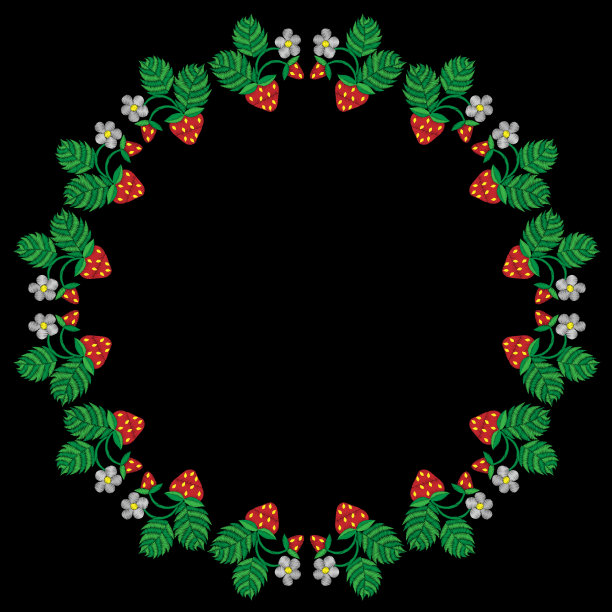 圆框草莓刺绣针脚模仿图片下载