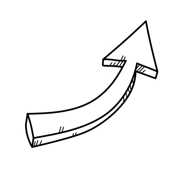 箭头成长符号徒手绘制插图上的白色背景图片下载