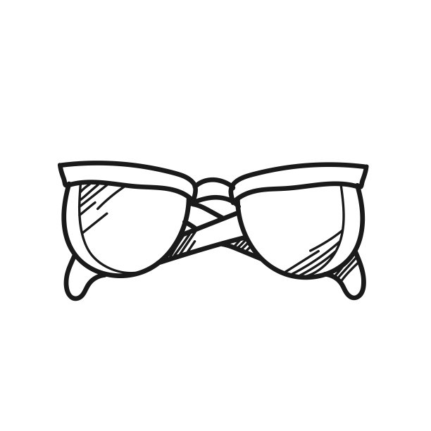 白色背景上的眼镜插图。黑白彩色线条艺术图片下载