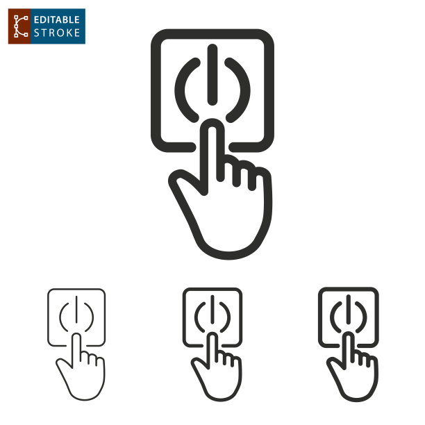 触摸线矢量图标。可编辑的中风。图片下载