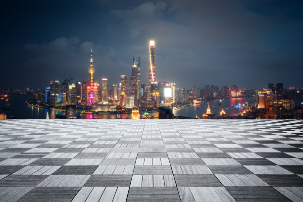 日落时分的城市广场图片下载