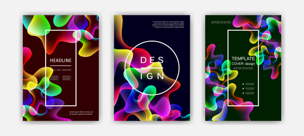 流体颜色覆盖集。彩色气泡形状与梯度。图片下载