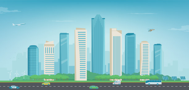 现代的城市。城市景观。建筑和建筑。城市的城镇。向量图片下载