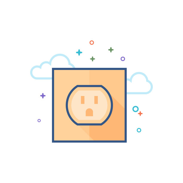 平面颜色图标-电源插座图片下载