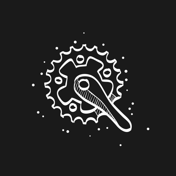 素描图标在黑色-自行车曲柄组图片下载