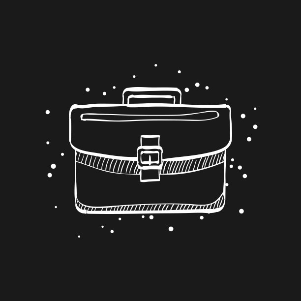 草图图标在黑色-公文包图片下载