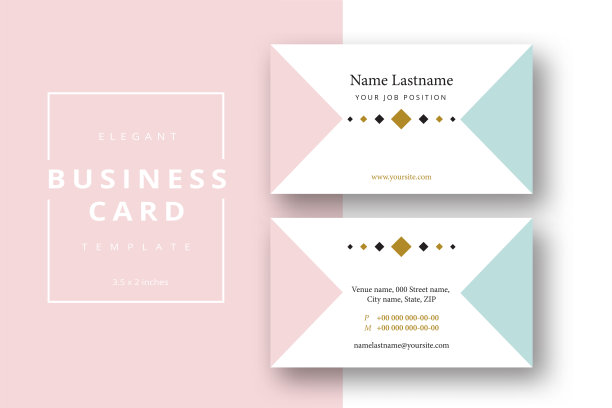 时尚的最小抽象名片模板。现代企业文具id布局采用几何图案。向量时尚背景设计与信息样本名称文本。图片下载