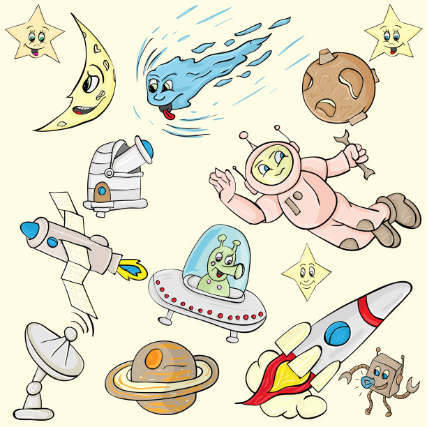 儿童插画与人物的空间主题图片下载