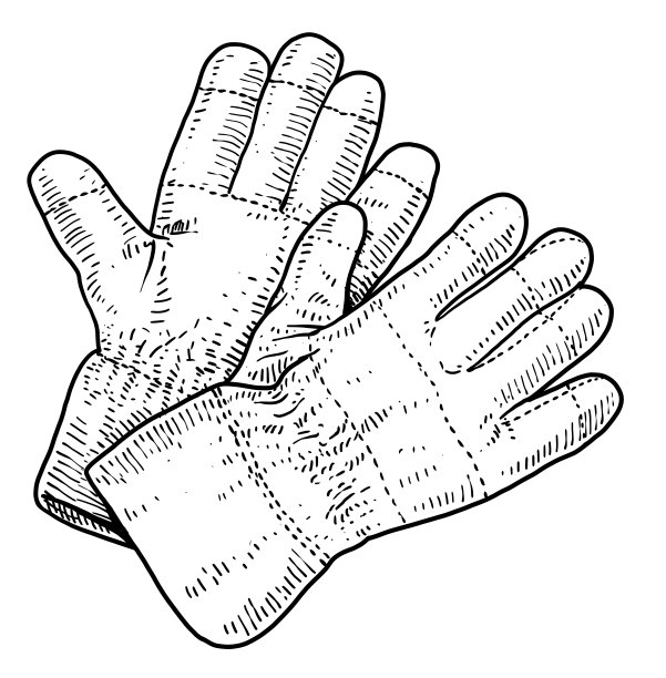 手套插图，绘画，雕刻，油墨，线条艺术，矢量图片下载